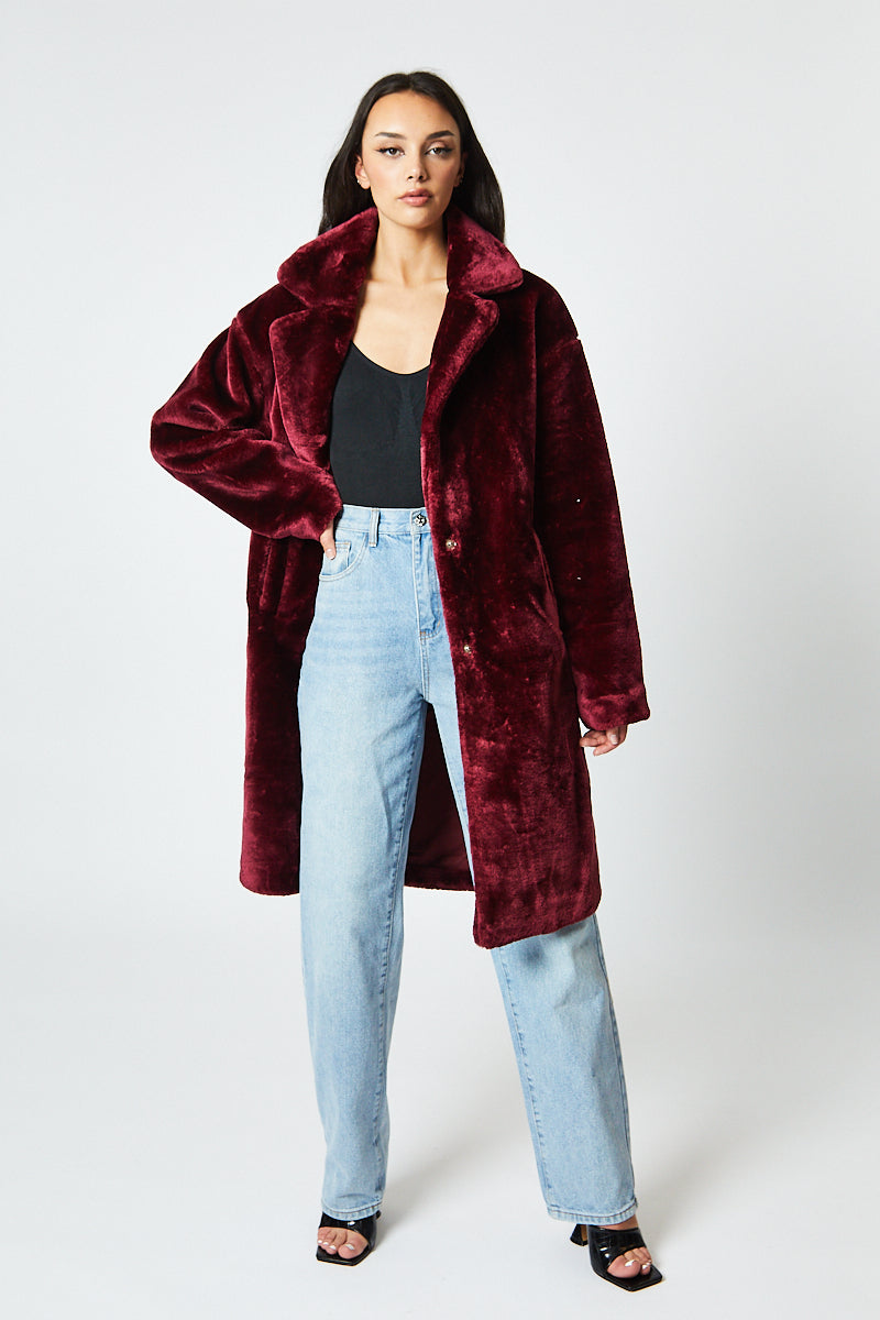 Faux fur outlet coat mid length